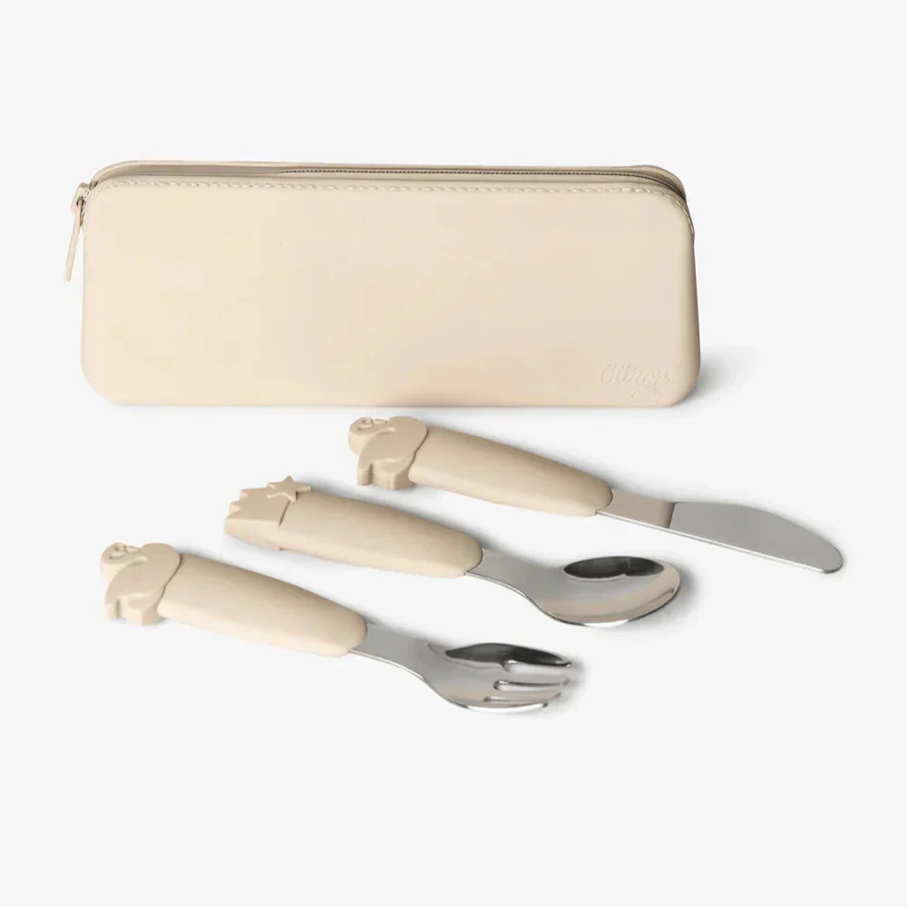 Citron Posate acciaio e silicone per bambini con custodia Ballerina Lock