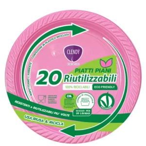 Clendy Piatti Piani Riutilizzabili Rosa - 20 Pezzi Eco-Friendly e Lavabili Lavastoviglie