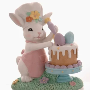 Coniglietto pasticcere con torta e luce led