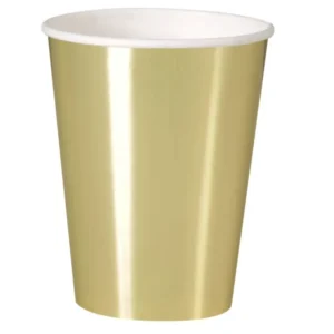 Coppe party, oro liscio, cartone, confezione da 8, 350ml
