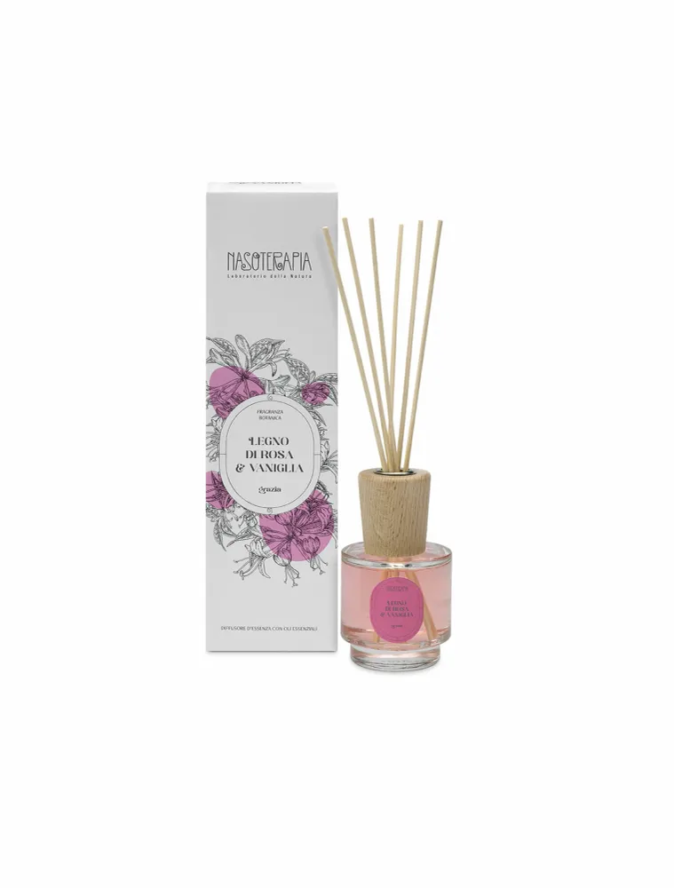 Diffusore con Bastoncini Legno di Rosa e Vaniglia