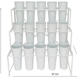 ESPOSITORE METALLO 3 PIANI 15 VASI 97X62X96CM - WH