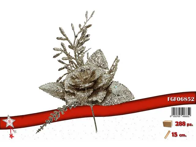 Fiore 18x15cm glitterato champagne
