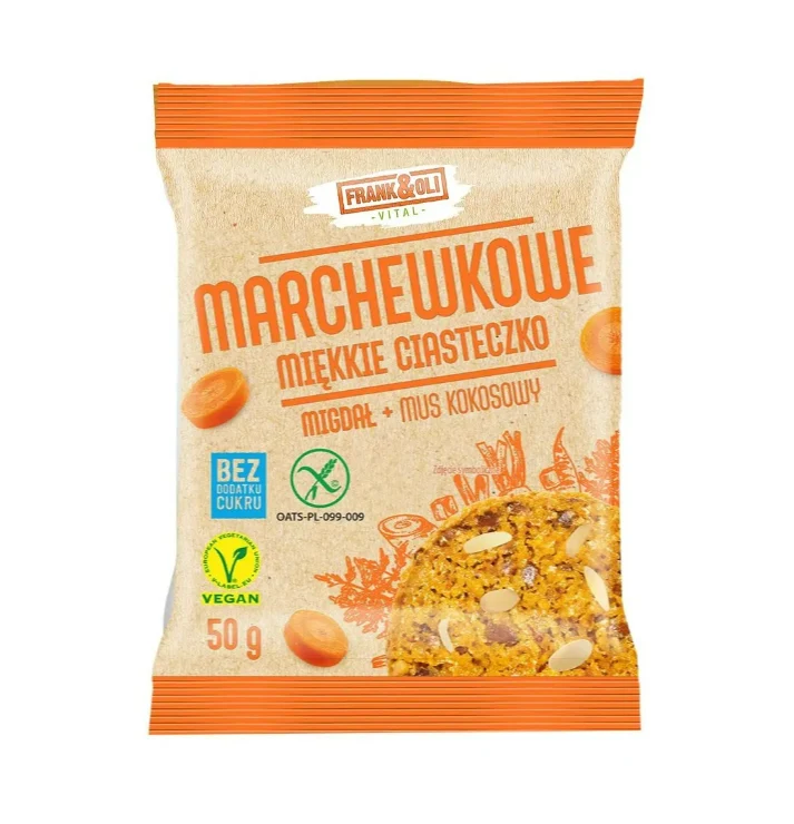 Frank&Oli torta morbida di carote con polpa di cocco e uvetta 50g