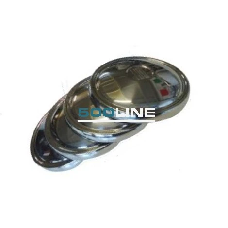 Kit 4 coppe ruota cerchi Fiat 500 Giardiniera acciaio cromato con logo fiat