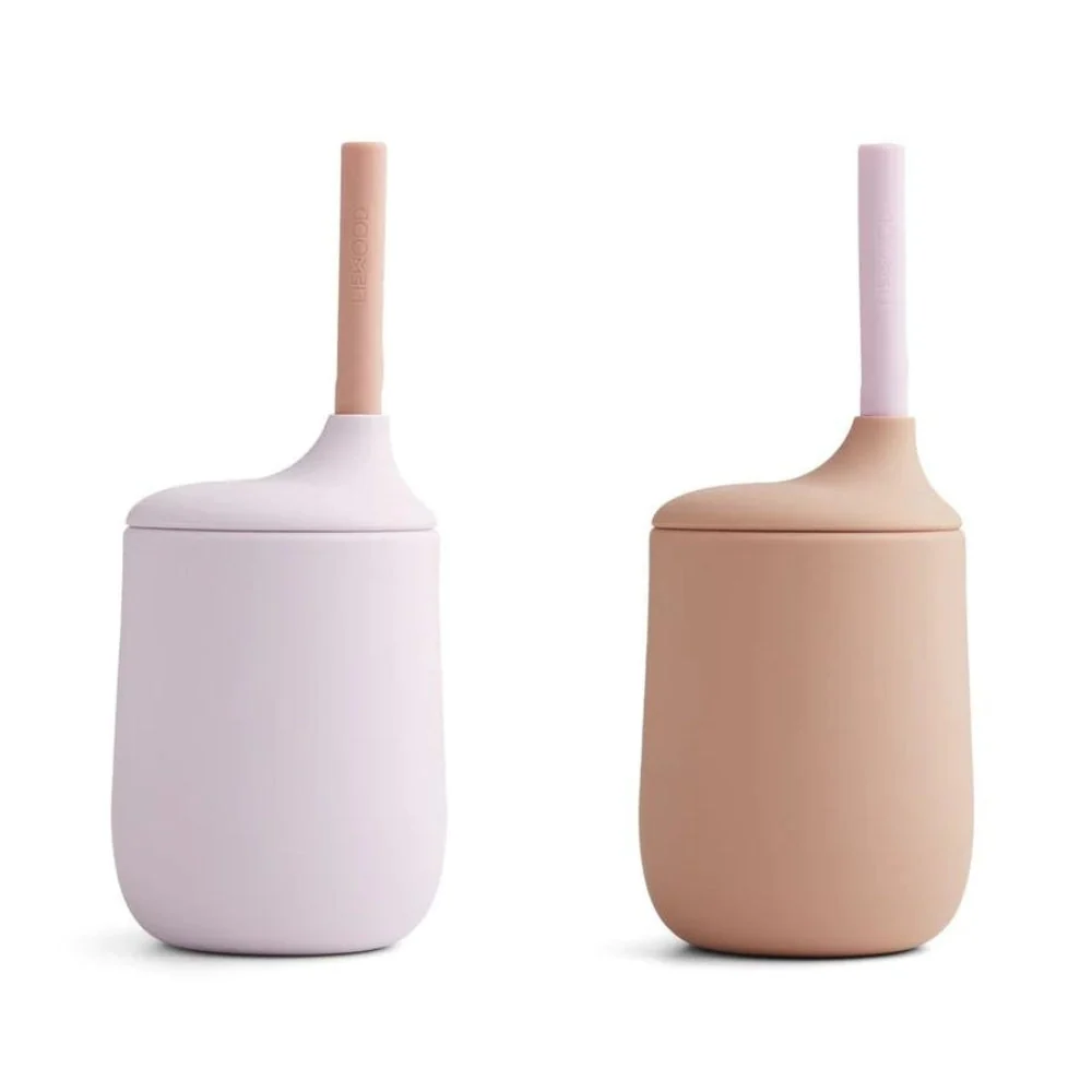 Liewood tazze per bambini silicone con cannuccia confezione da 2 pezzi Lavanda chiara / Rosa