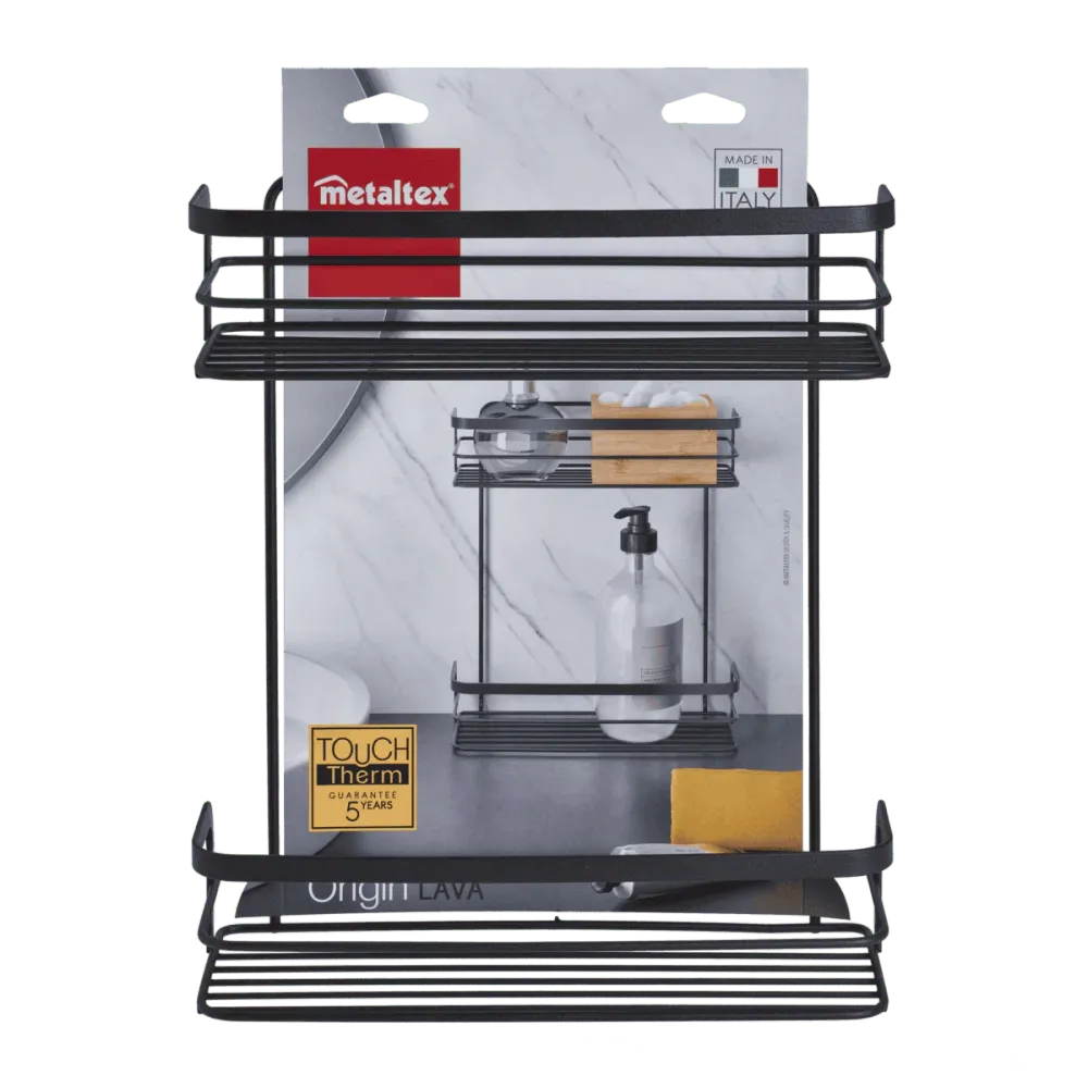 Metaltex Origin LAVA Cestello Rettangolare 2 Piani | Portaoggetti Bagno e Cucina | Rivestimento Touch-Therm Antiruggine |...