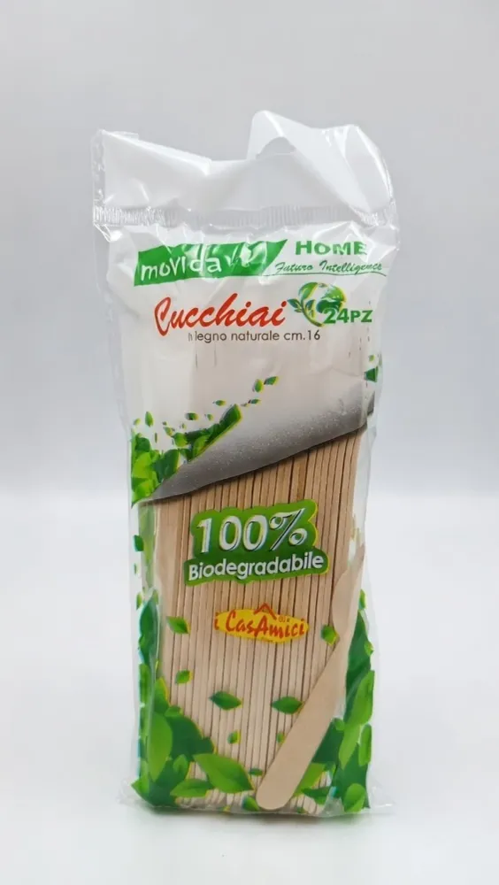 Movida Cucchiai Legno Biodegradabili 16 cm – 24 Pezzi – Posate Monouso Ecosostenibili per Catering ed Eventi