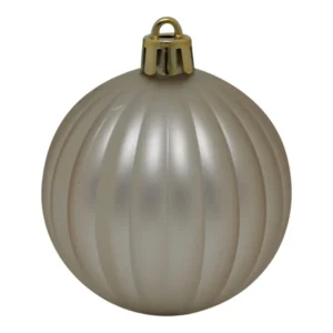Palla 10cm spicchi plastica, confezione da 4 pezzi colore champagne opaco