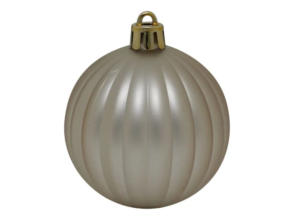 Palla 10cm spicchi plastica, confezione da 4 pezzi colore champagne opaco