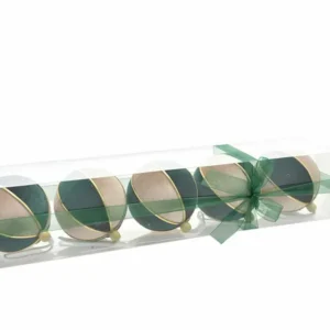 Palle 5pz 9cm champagne/verde