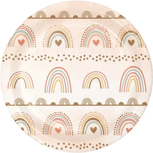 Piatto torta arcobaleno, arcobaleno boho, pastello, 8 pezzi, 18 cm