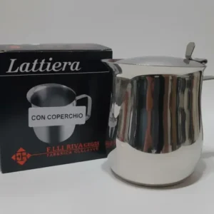 Rivadossi Lattiera Acciaio Inox 18/10 con Coperchio | Bricco Latte 6 Tazze | Brocca Professionale per Servizio e Cucina |...