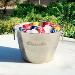 Secchiello Champagne Argentato con Rondelle e Design "Drinks"