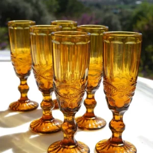 Set di 6 bicchieri da champagne dal design ambrato