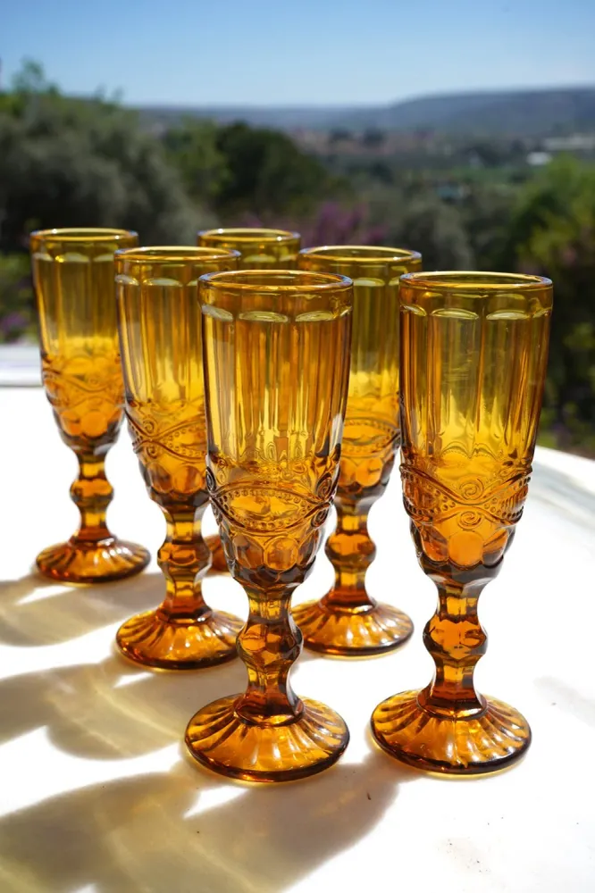 Set di 6 bicchieri da champagne dal design ambrato