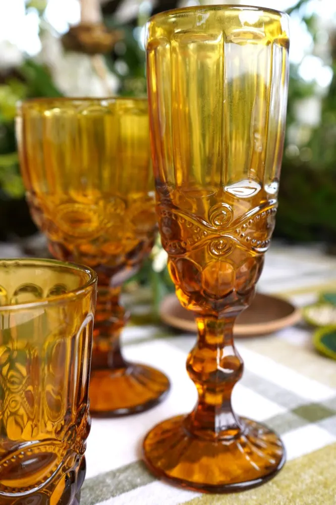 Set di 6 bicchieri da champagne dal design ambrato