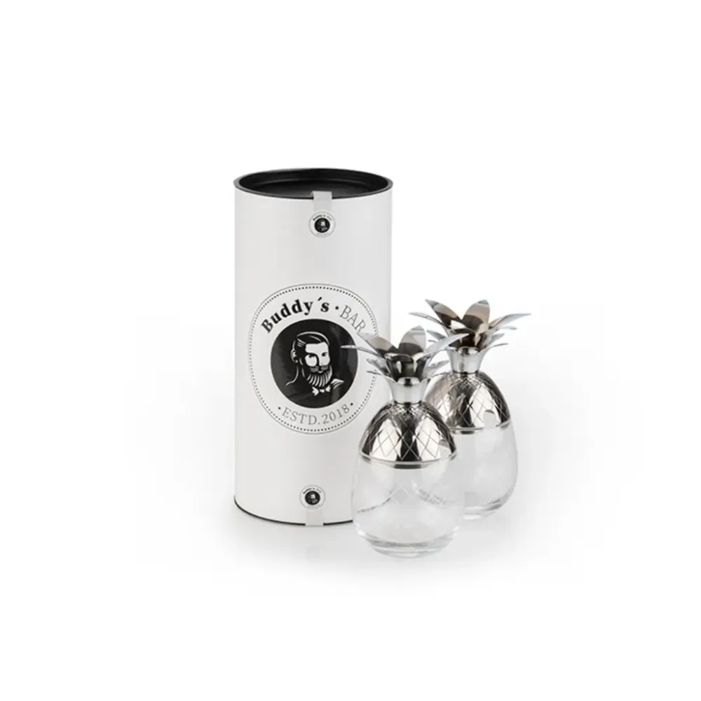 SET DI 2 COPPE DA COCKTAIL ANANAS - elemento vetro + scatola regalo
