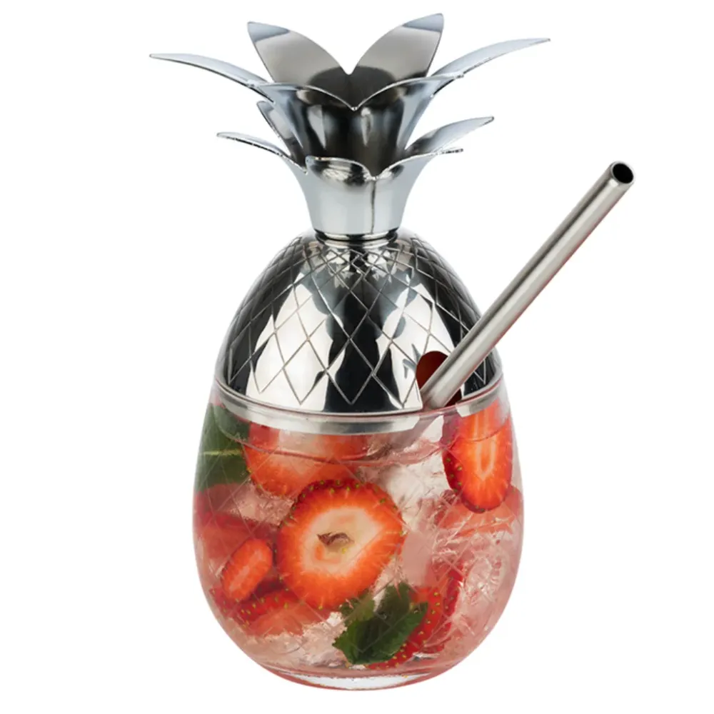 SET DI 2 COPPE DA COCKTAIL ANANAS - elemento vetro + scatola regalo