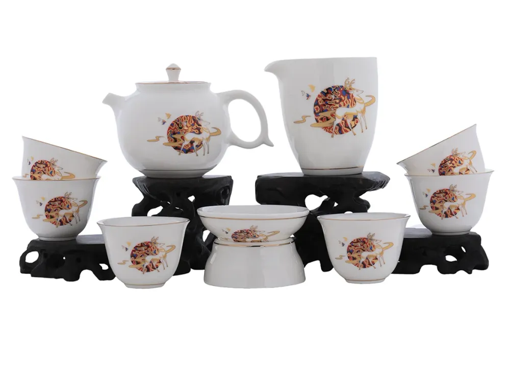 Set per cerimonia del tè (9 pezzi) # 91036, porcellana: teiera 225 ml, gundaobey 210 ml, teamesh, sei tazze 60 ml.