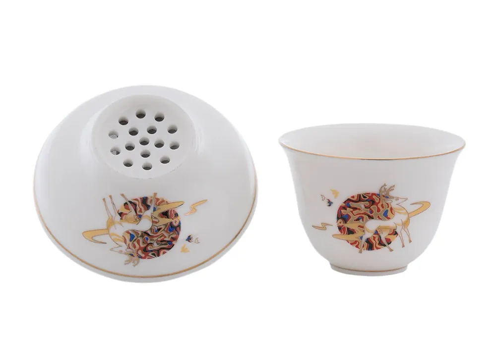 Set per cerimonia del tè (9 pezzi) # 91036, porcellana: teiera 225 ml, gundaobey 210 ml, teamesh, sei tazze 60 ml.