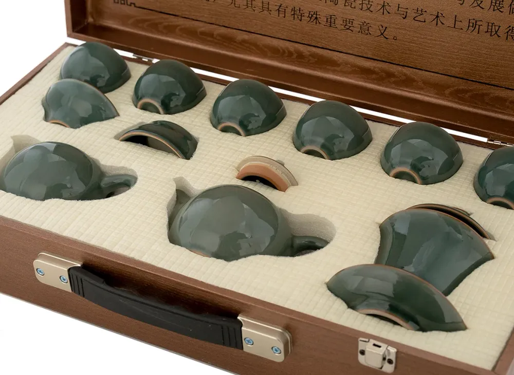 Set per cerimonia del tè (10 pezzi) # 91039, porcellana: teiera 220 ml, gaiwan 130 ml, gundaobey 210 ml, teamesh, sei tazz...