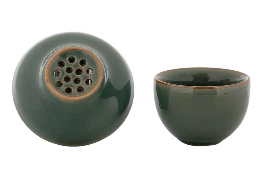 Set per cerimonia del tè (10 pezzi) # 91039, porcellana: teiera 220 ml, gaiwan 130 ml, gundaobey 210 ml, teamesh, sei tazz...
