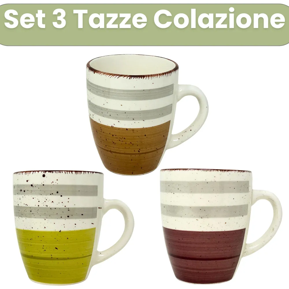 Set di 3 Tazze da Colazione 300ml - Mirra | Stile e Comfort Ogni Sorso