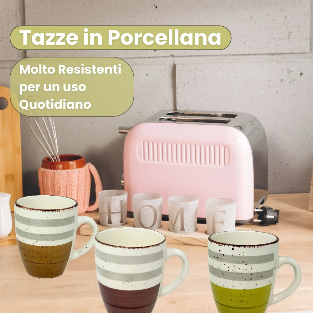Set di 3 Tazze da Colazione 300ml - Mirra | Stile e Comfort Ogni Sorso