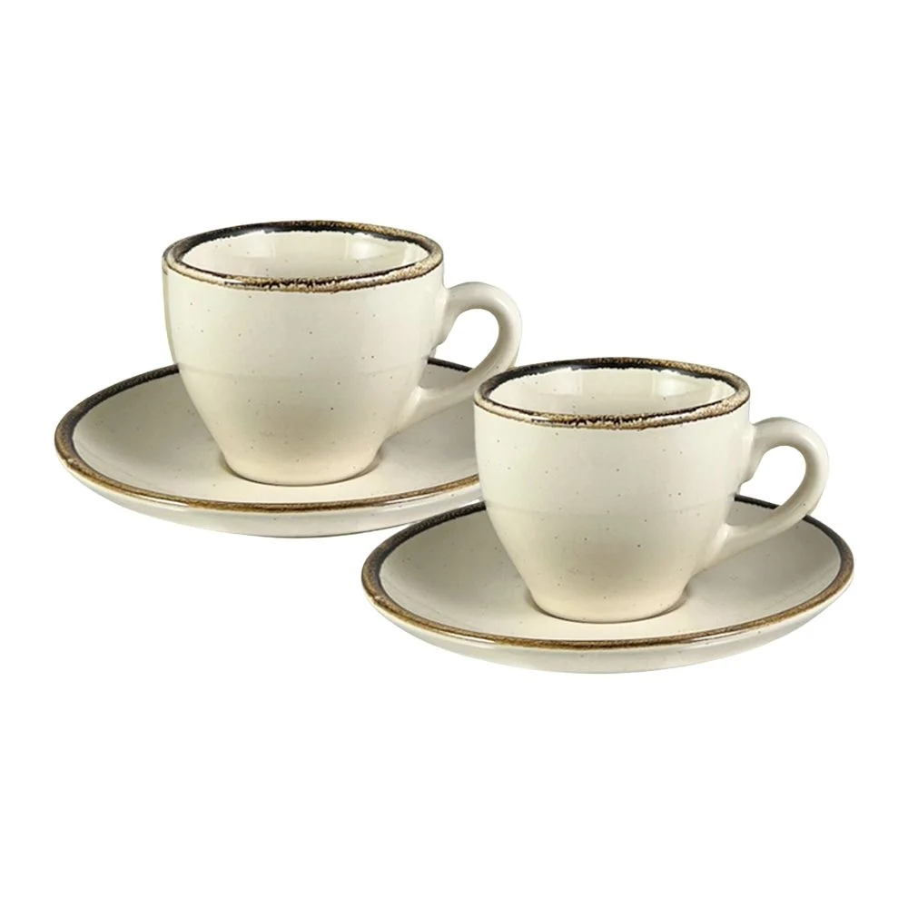 Set 2 Tazze Colazione con Piattino - Tazze tè | Crema