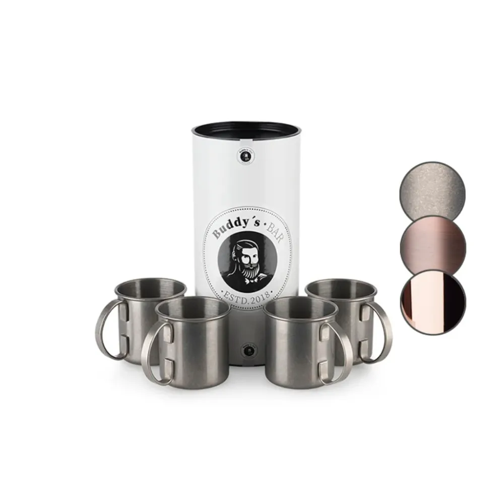 SET DI 4 TAZZE MOSCOW MULE - 450 ml, acciaio inossidabile antico