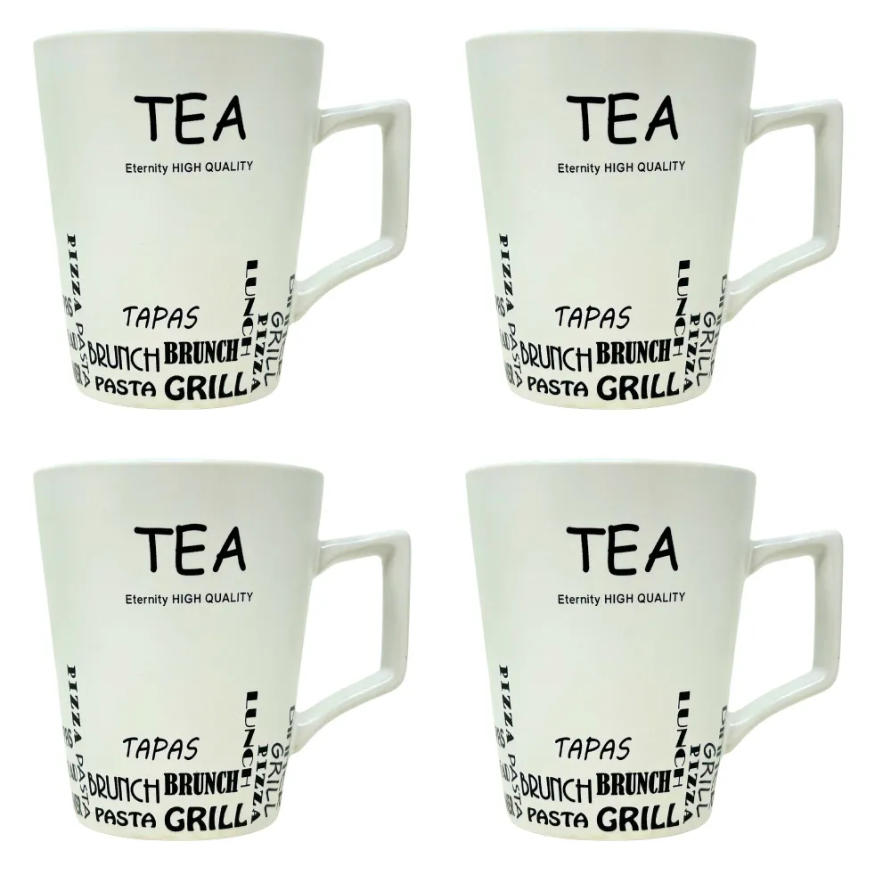 Set di 4 Tazze Porcellana 300ml | Eleganza e Praticità per Ogni Occasione