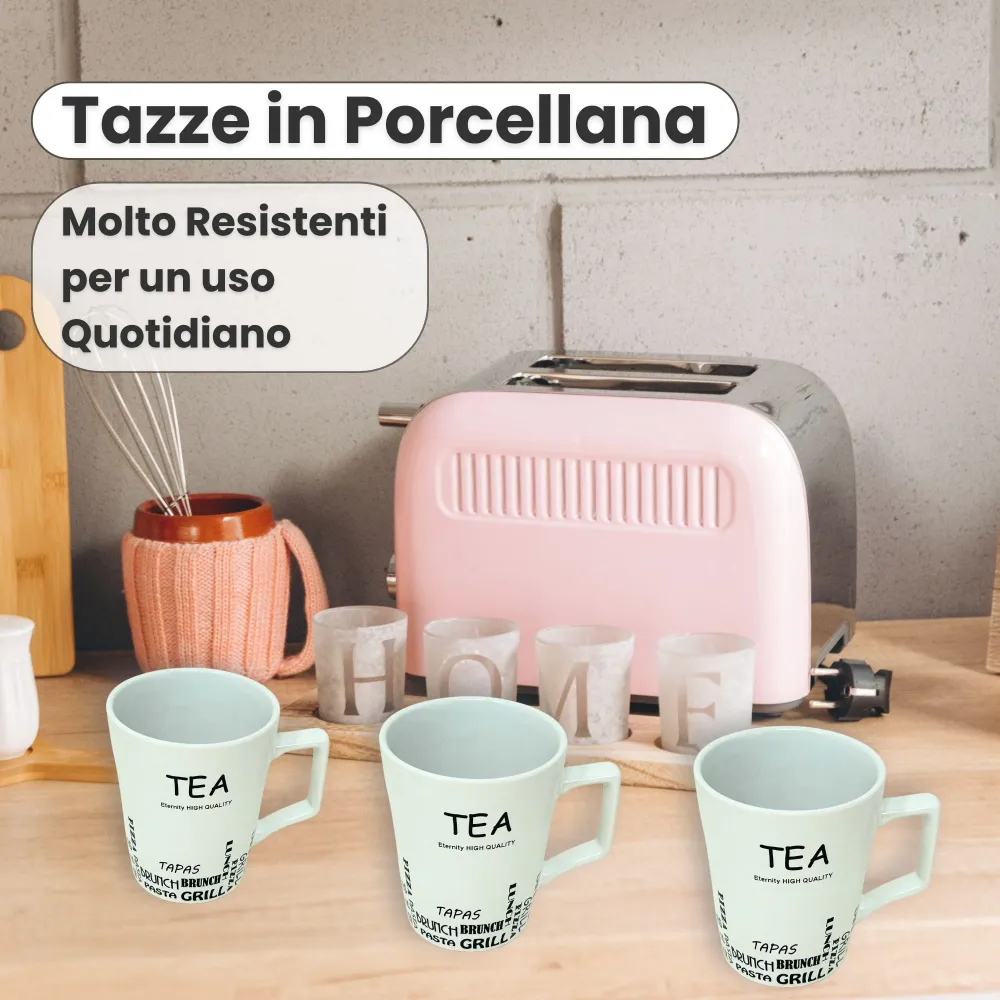 Set di 4 Tazze Porcellana 300ml | Eleganza e Praticità per Ogni Occasione