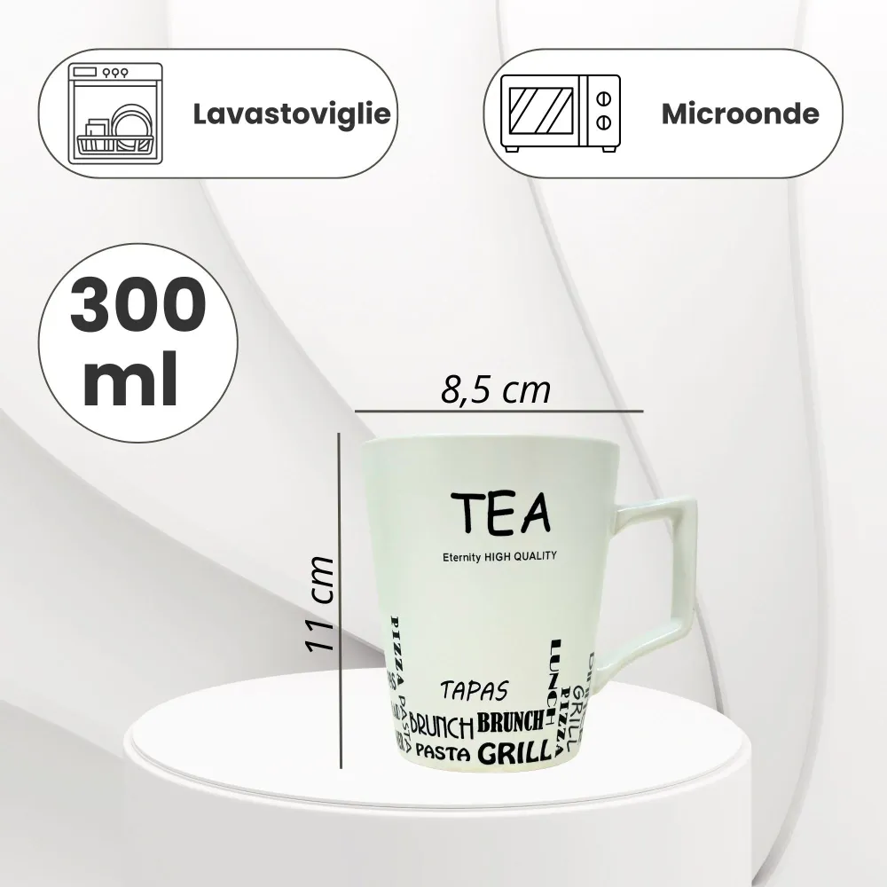 Set di 4 Tazze Porcellana 300ml | Eleganza e Praticità per Ogni Occasione