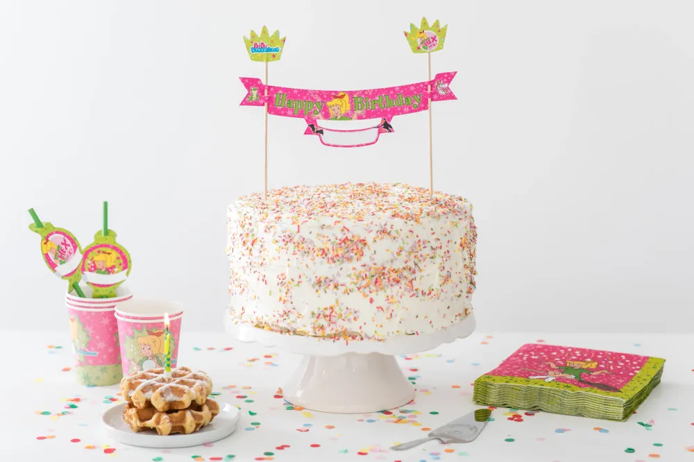 Striscione per torta con campo del nome Bibi Blocksberg, decorazione per torta