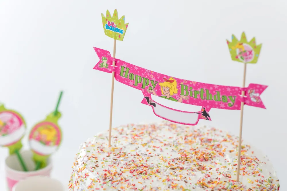 Striscione per torta con campo del nome Bibi Blocksberg, decorazione per torta