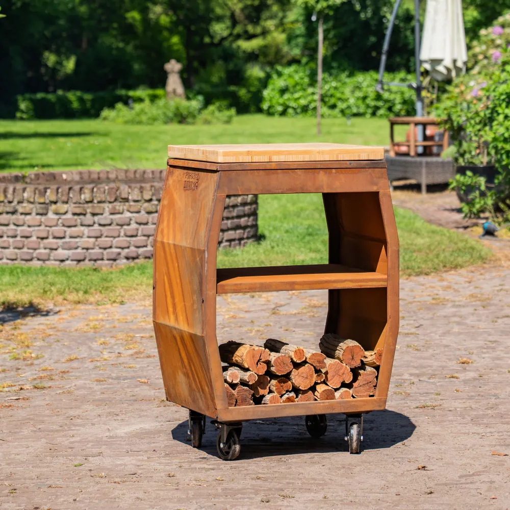 Tavolo da barbecue Plancha - Tavolo da barbecue acciaio Corten - Con tagliere