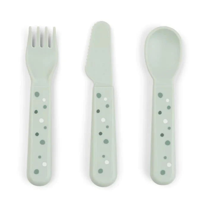 <tc>Done Deer</tc> Set di posate per bambini Happy Dots Verde