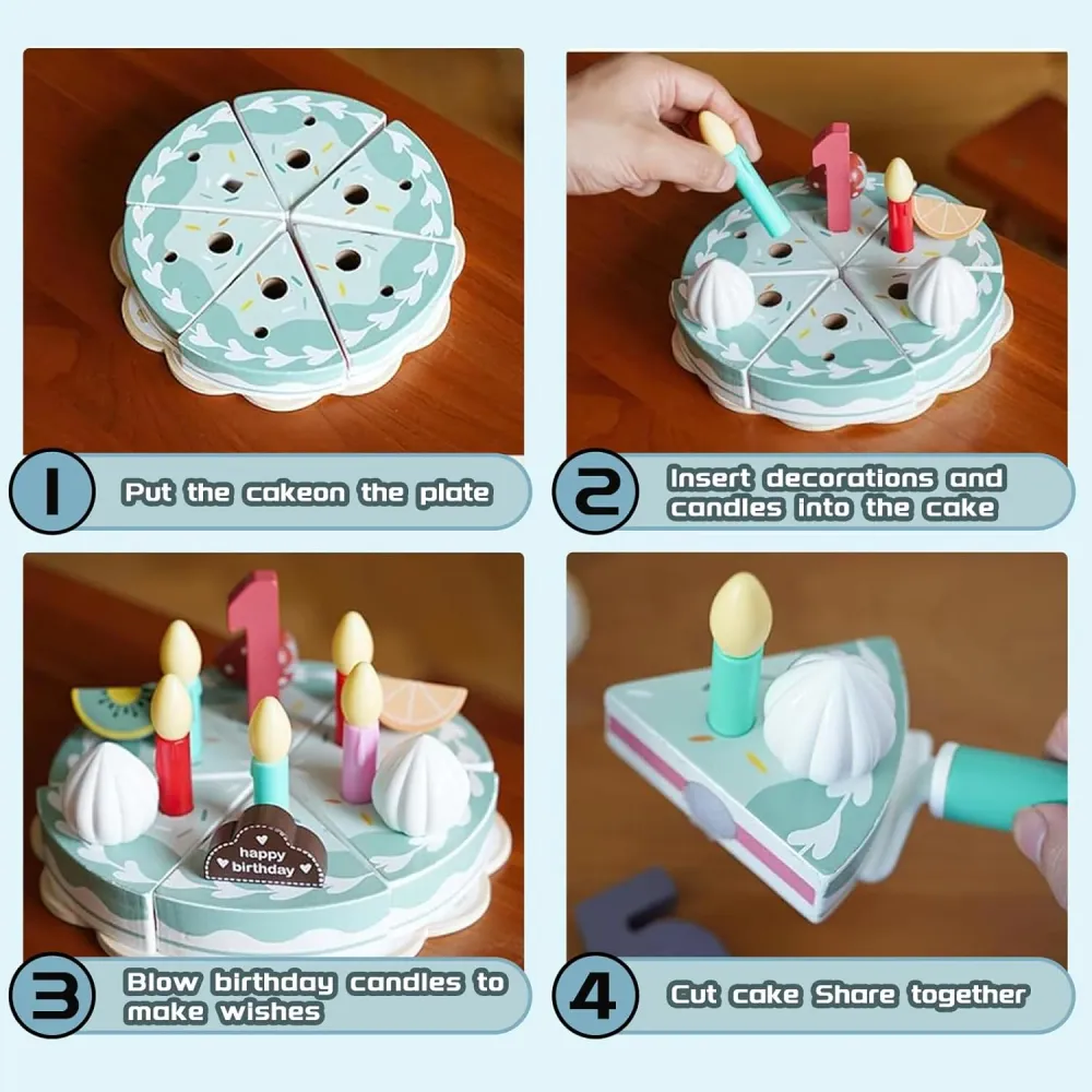 TinyChef – Istruttivo e divertente – Set da cucina legno con torta e accessori