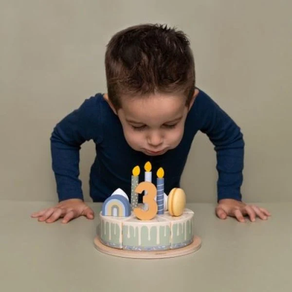 Torta di Compleanno Legno Little Dutch 26 pezzi - Azzurro