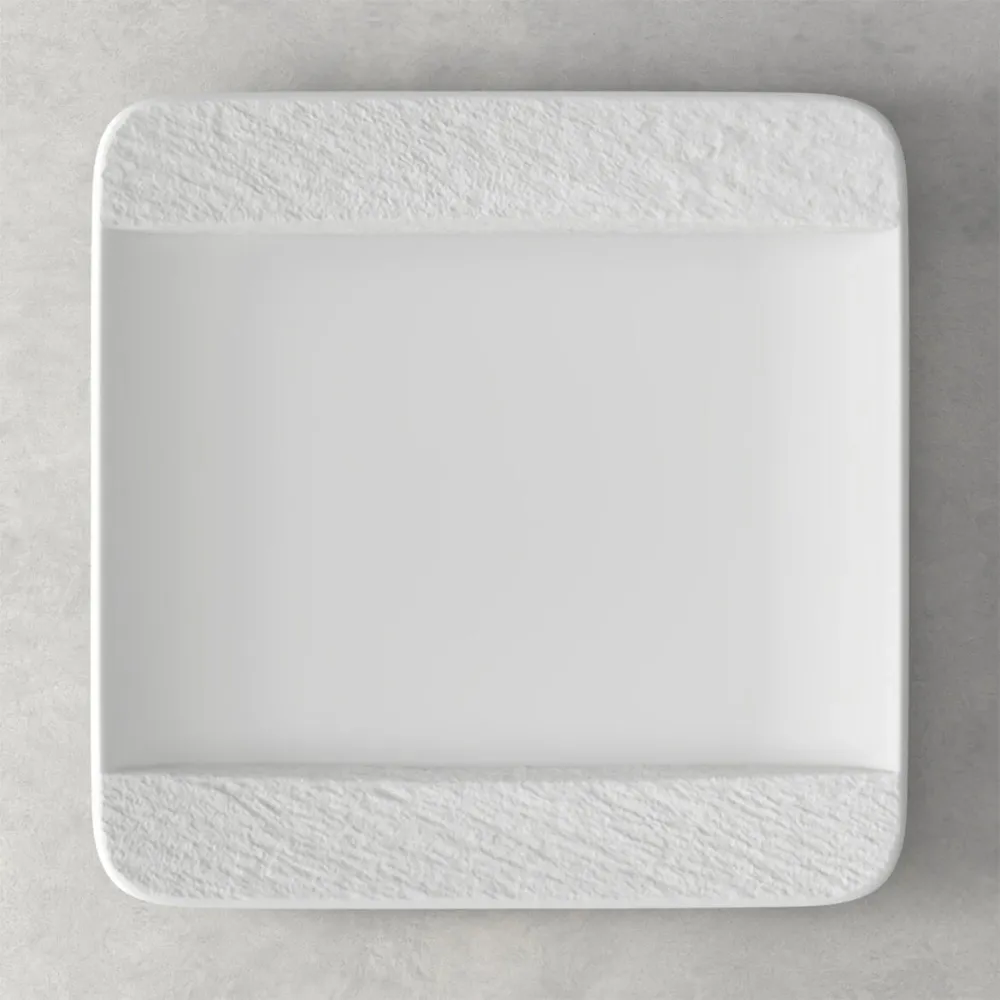 Villeroy & Boch Manufacture Rock Blanc Set 6 Piatti Piani Quadrati Porcellana 28x28 cm Bianco