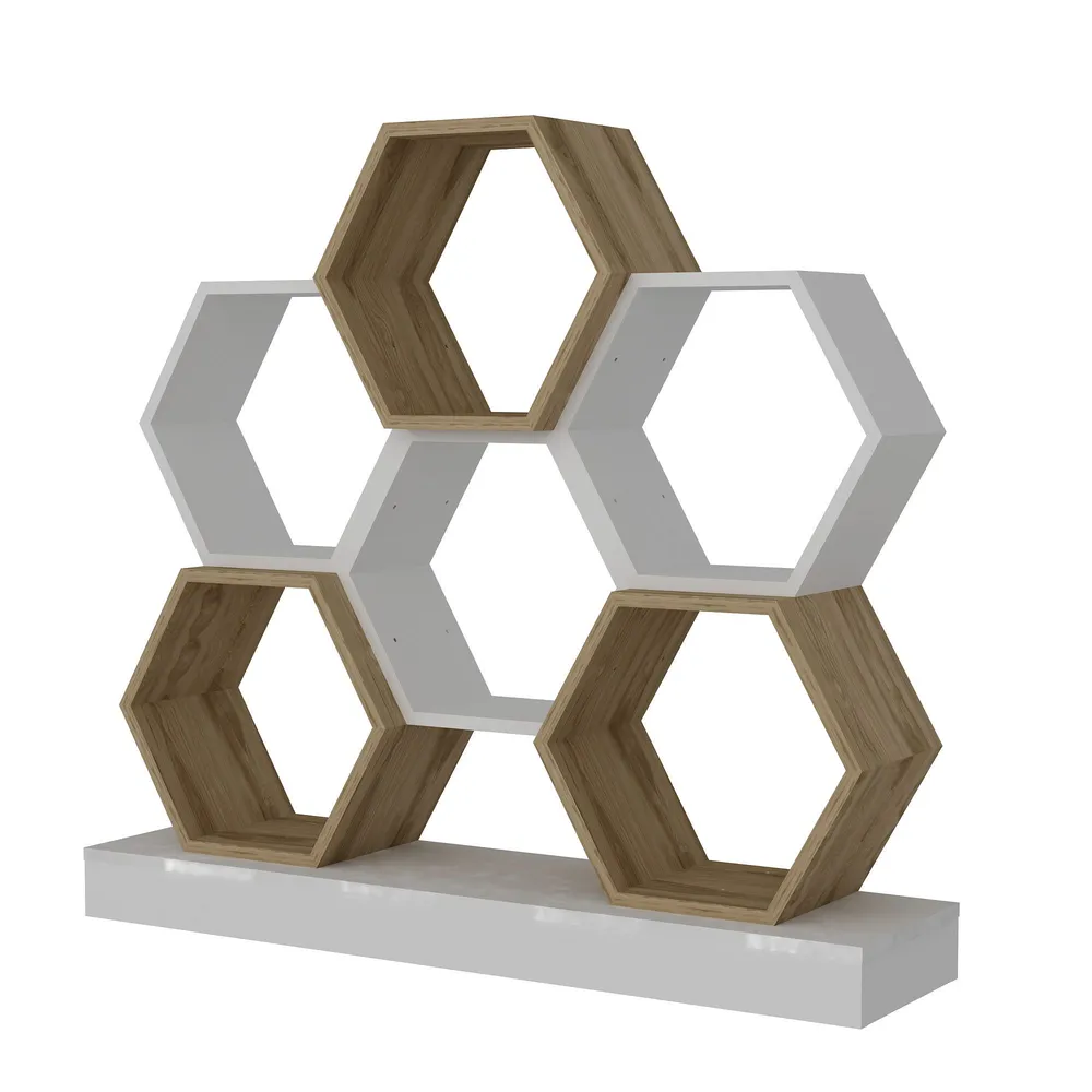 Libreria di design Odicus L120xH109cm Legno limpido e bianco