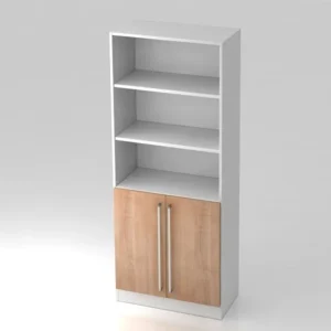 Mobile Hammerbacher 5OH 2 ante sotto il pannello zoccolo maniglia cromata bianco/noce 80x42x2004 cm (LxPxA) V7700/L/N/CE