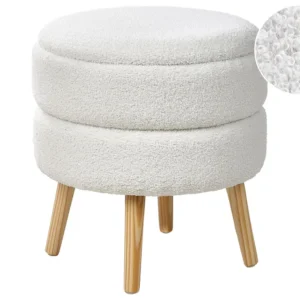 Sgabello contenitore bouclé bianco OKATON