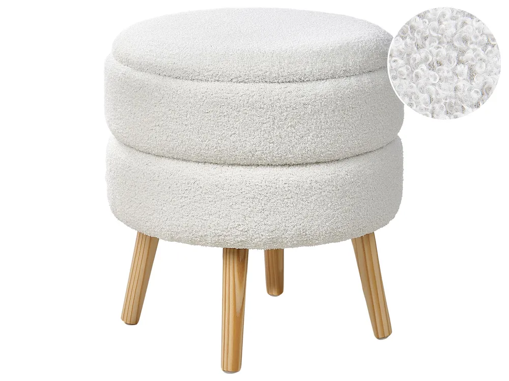 Sgabello contenitore bouclé bianco OKATON
