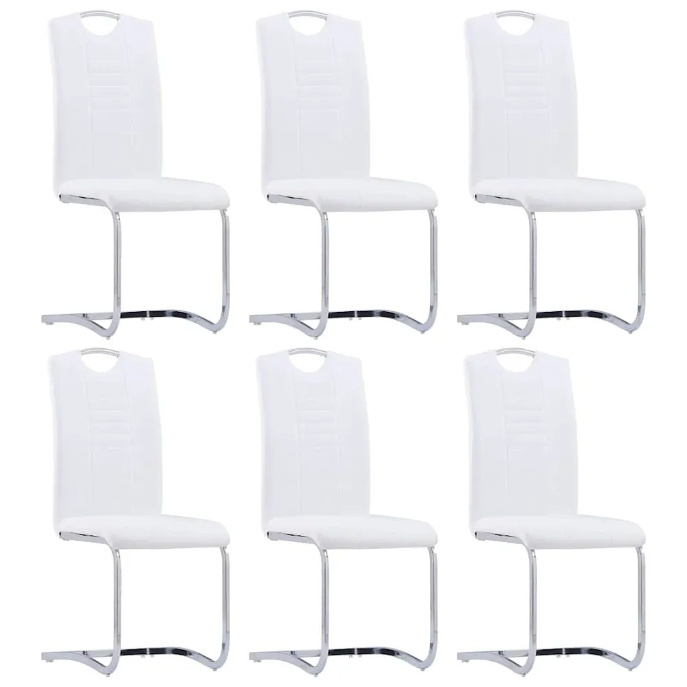 Buffet Pensile Sedie da Pranzo Sbalzo 6 pz Bianche Similpelle