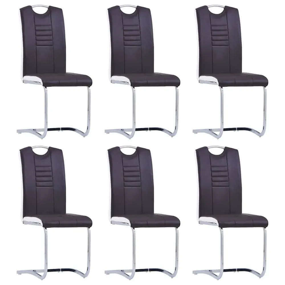 Buffet Pensile Sedie da Pranzo Sbalzo 6 pz Marroni Similpelle