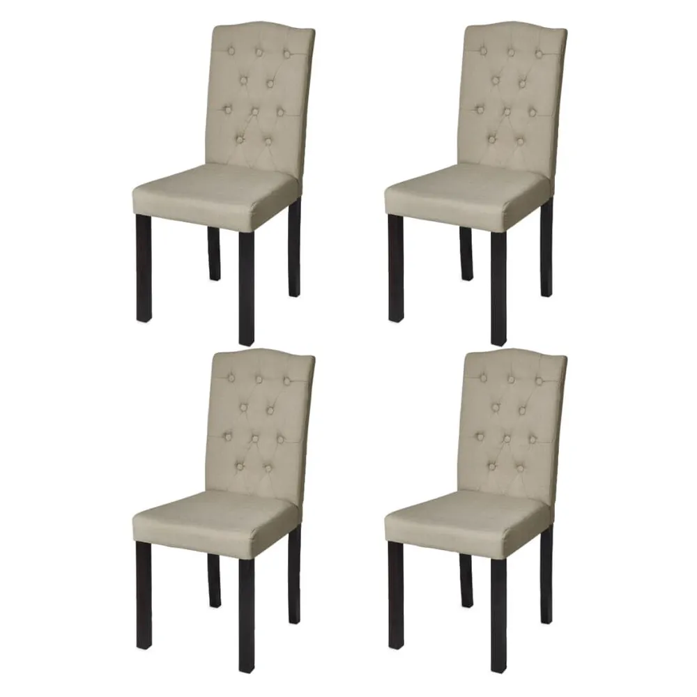 Carrello Portavivande Sedie da Pranzo 4 pz Cammello Tessuto