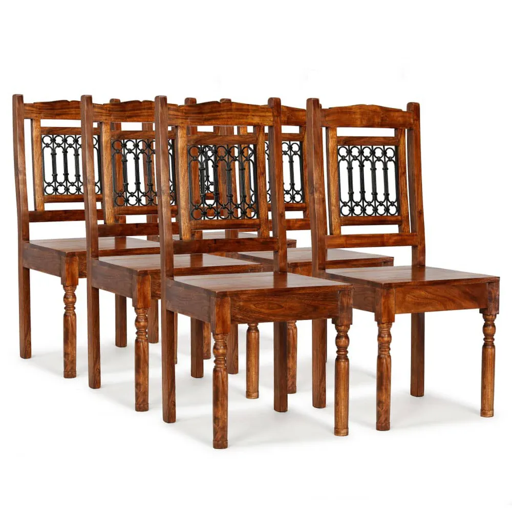 Carrello Portavivande Sedie da Pranzo 6 pz Legno Massello Classiche