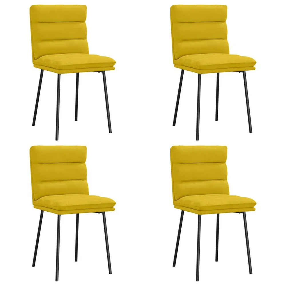 Credenza Vetrina Sedie da Pranzo 4 pz Gialle Velluto